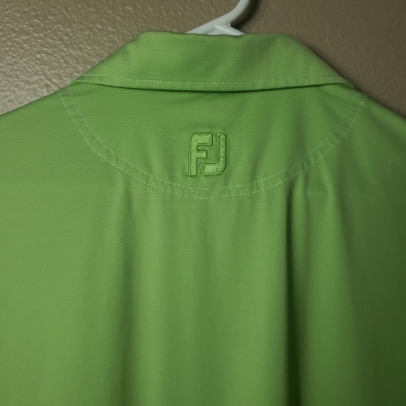 FootJoy Lime Mini Stripe Short Sleeve Performance Golf Polo-Size M - Picture 7 of 8